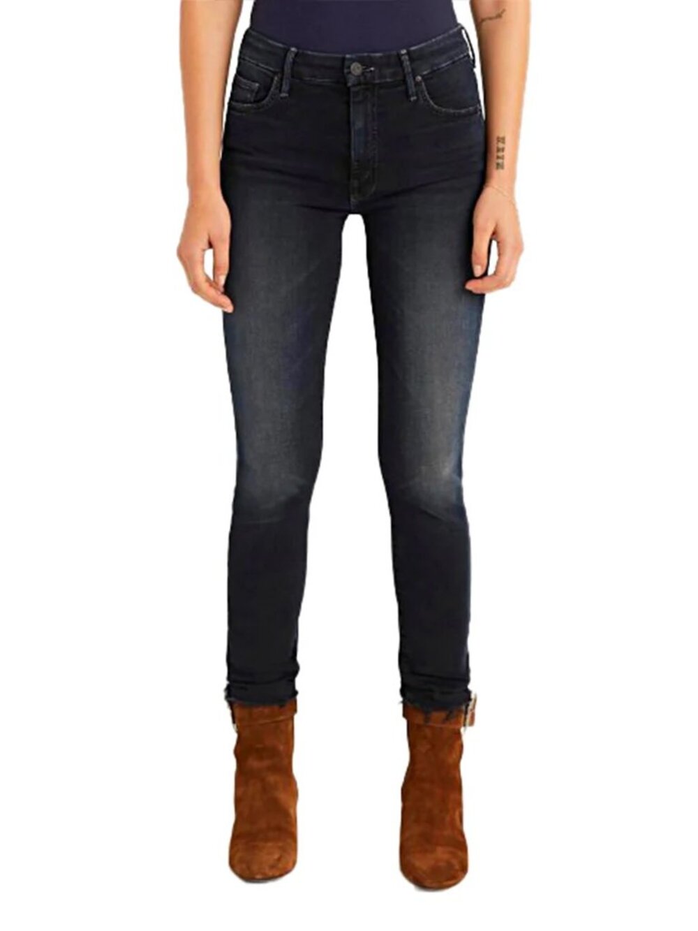 MOTHER The Looker Ankle Fray Jean in Charcoal/Black- 30